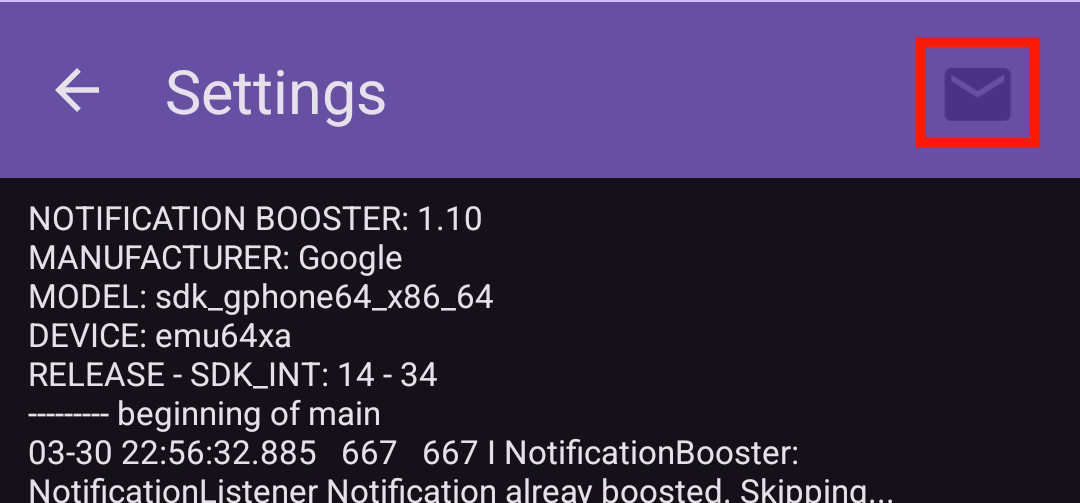 Debug menu screenshot